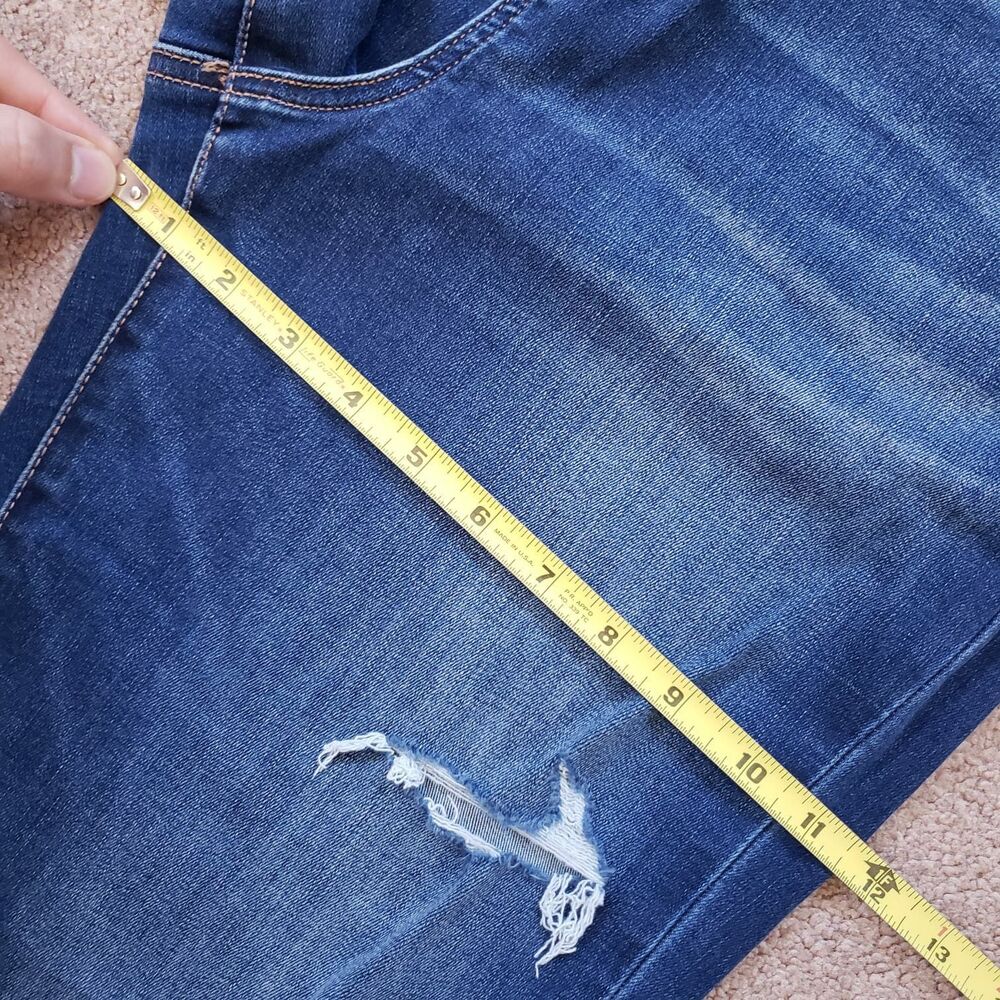 American Eagle Super Stretch High Rise Flare Jeans Ripped Distressed S 16 Short - Picture 8 of 11